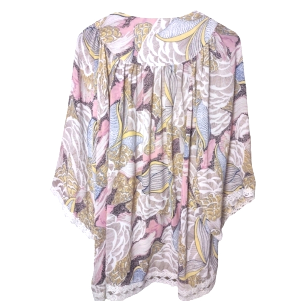 Jodifl Floral Lace Open Drape Flowy Kimono Duster Cardigan Women's Size Small